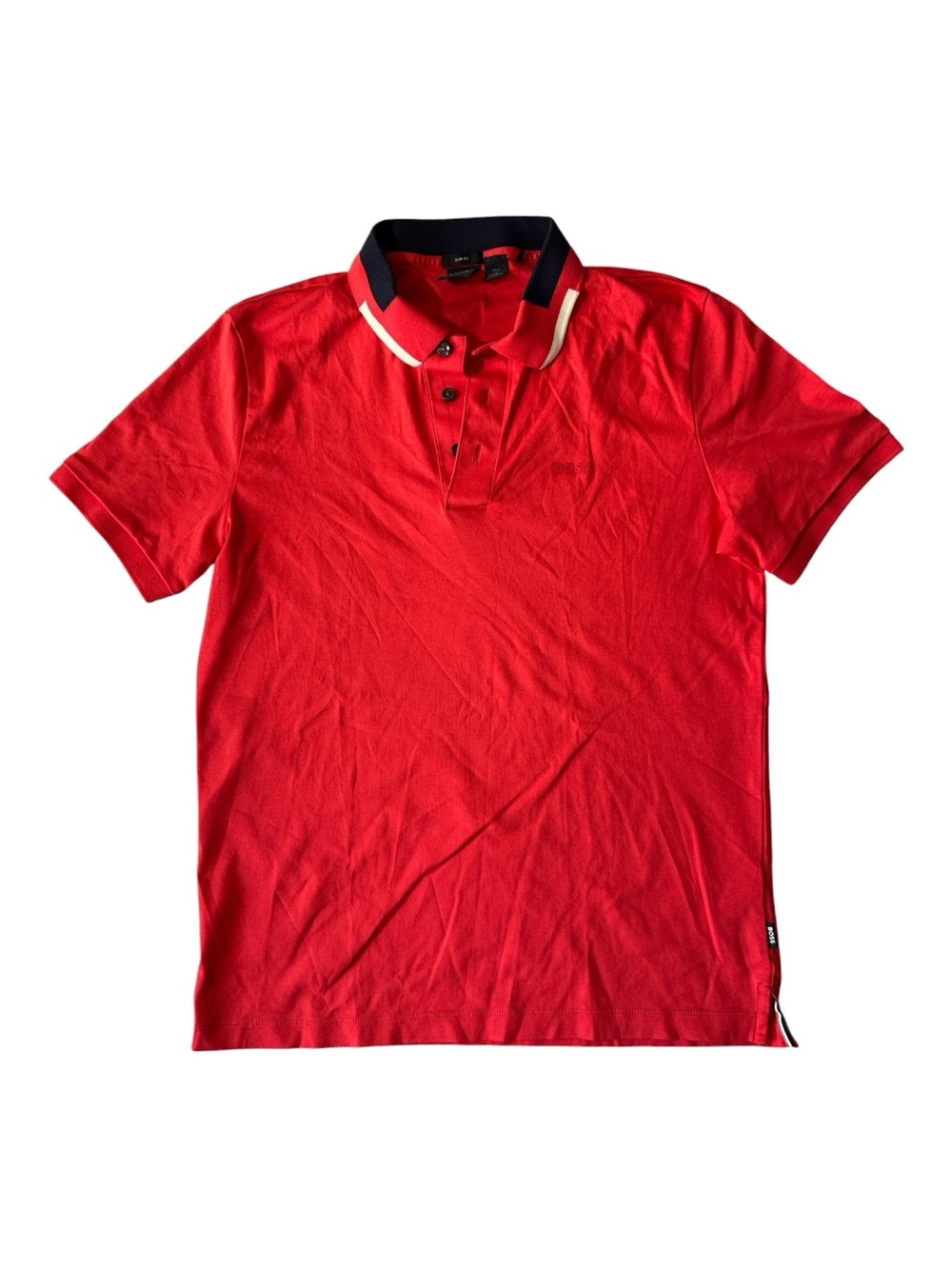 Hugo Boss mens M Medium slim fit red soft cotton polo shirt EUC